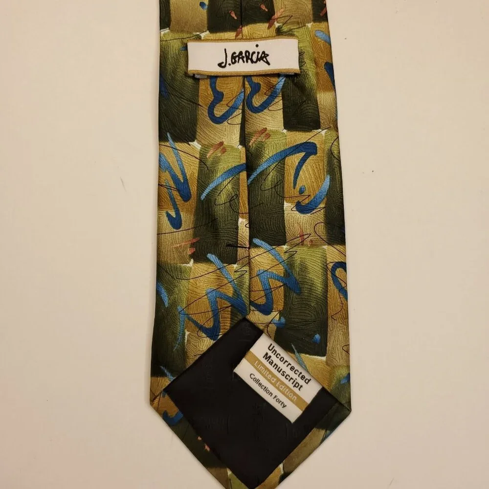 Jerry Garcia 100% Silk Tie Uncorrected Manuscript Satin Collection 40 2005